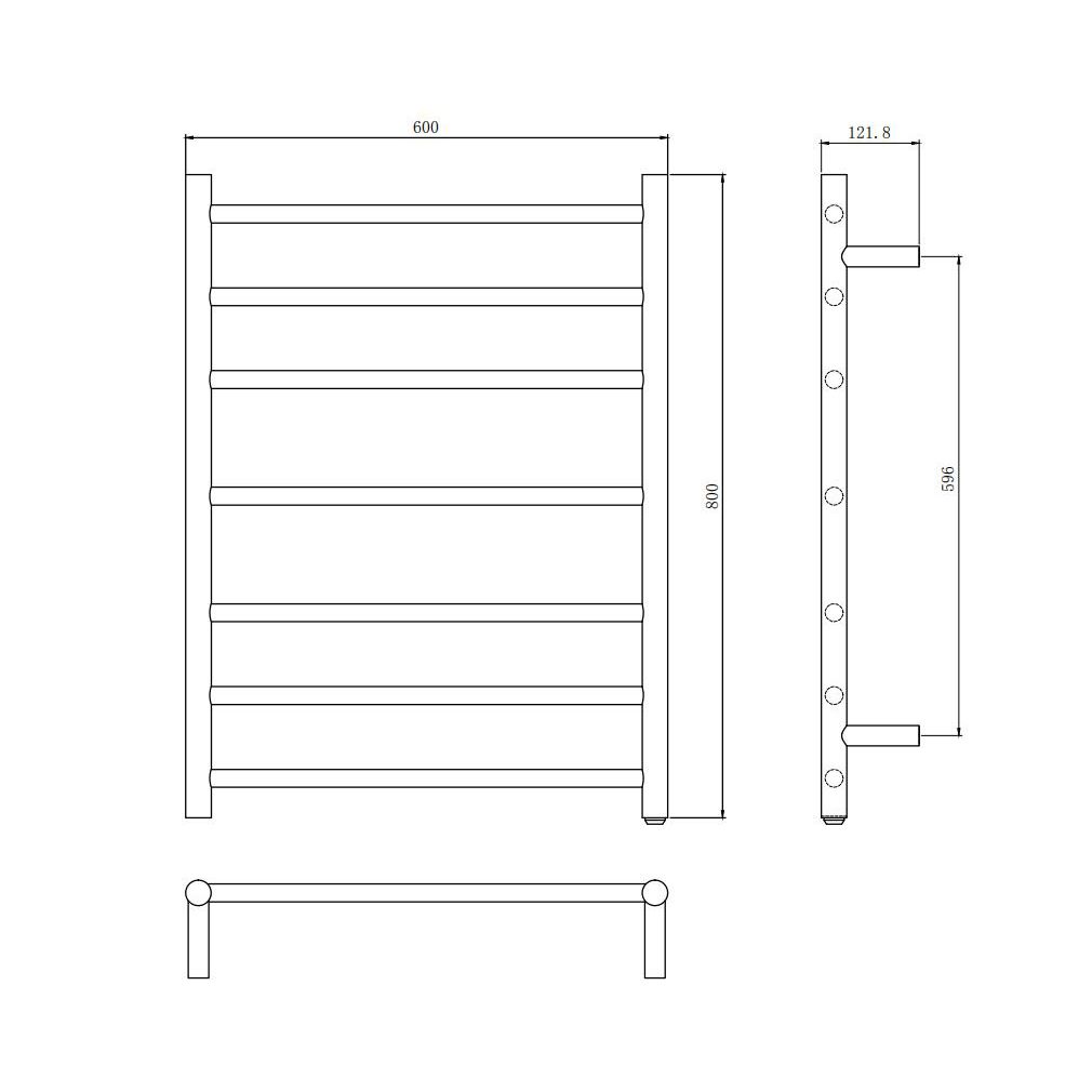 Round Chrome Electric Heated Towel Rack 7 Bars