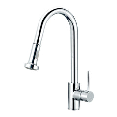 Round Chrome Pull Out Spray Kitchen Sink Mixer Tap