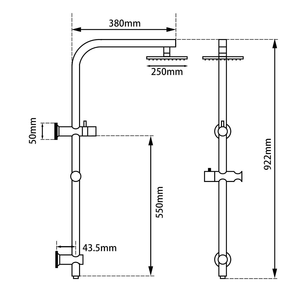 Right Angle Shower Station