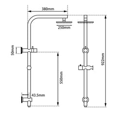 Right Angle Round Matte Shower