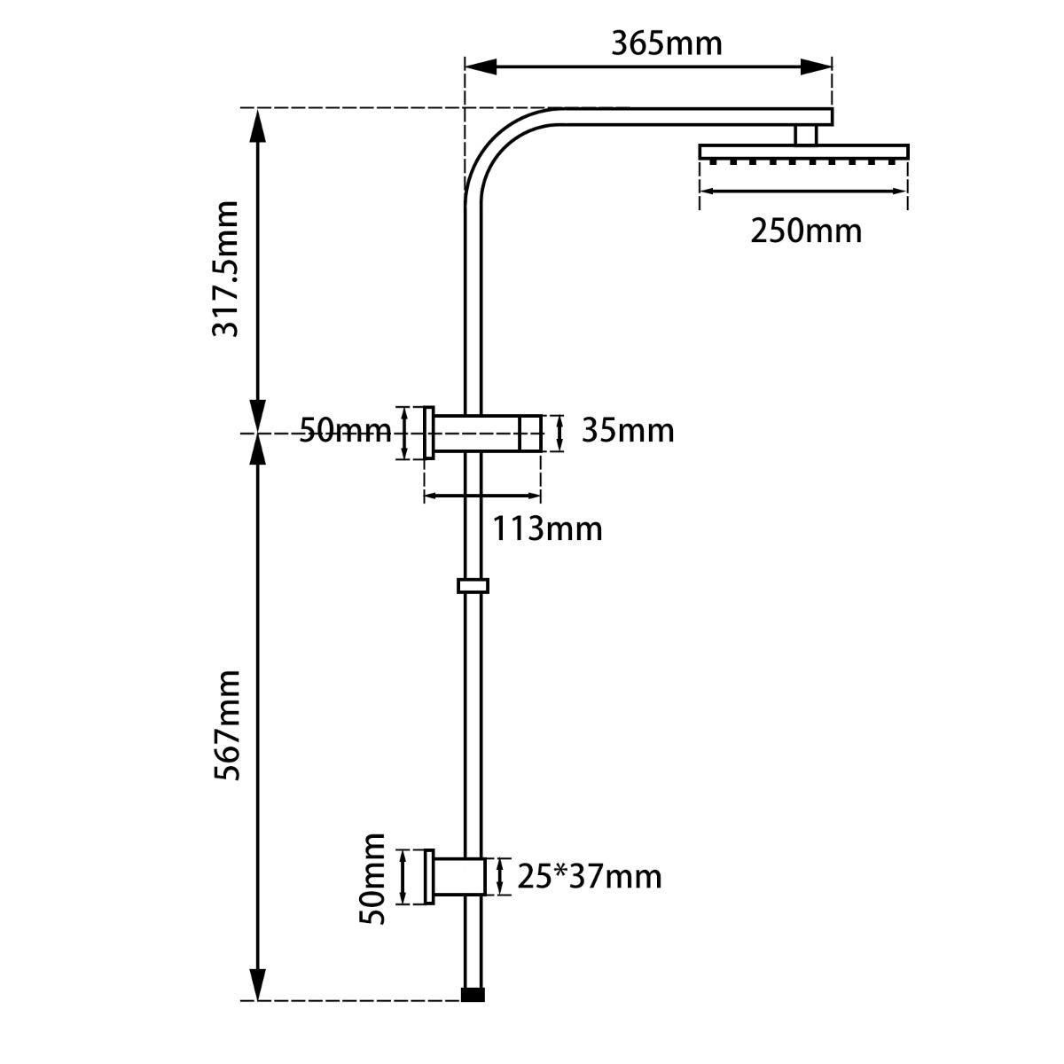 Square Brushed Nickel Shower Station