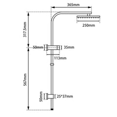 Square Brushed Nickel Shower Station