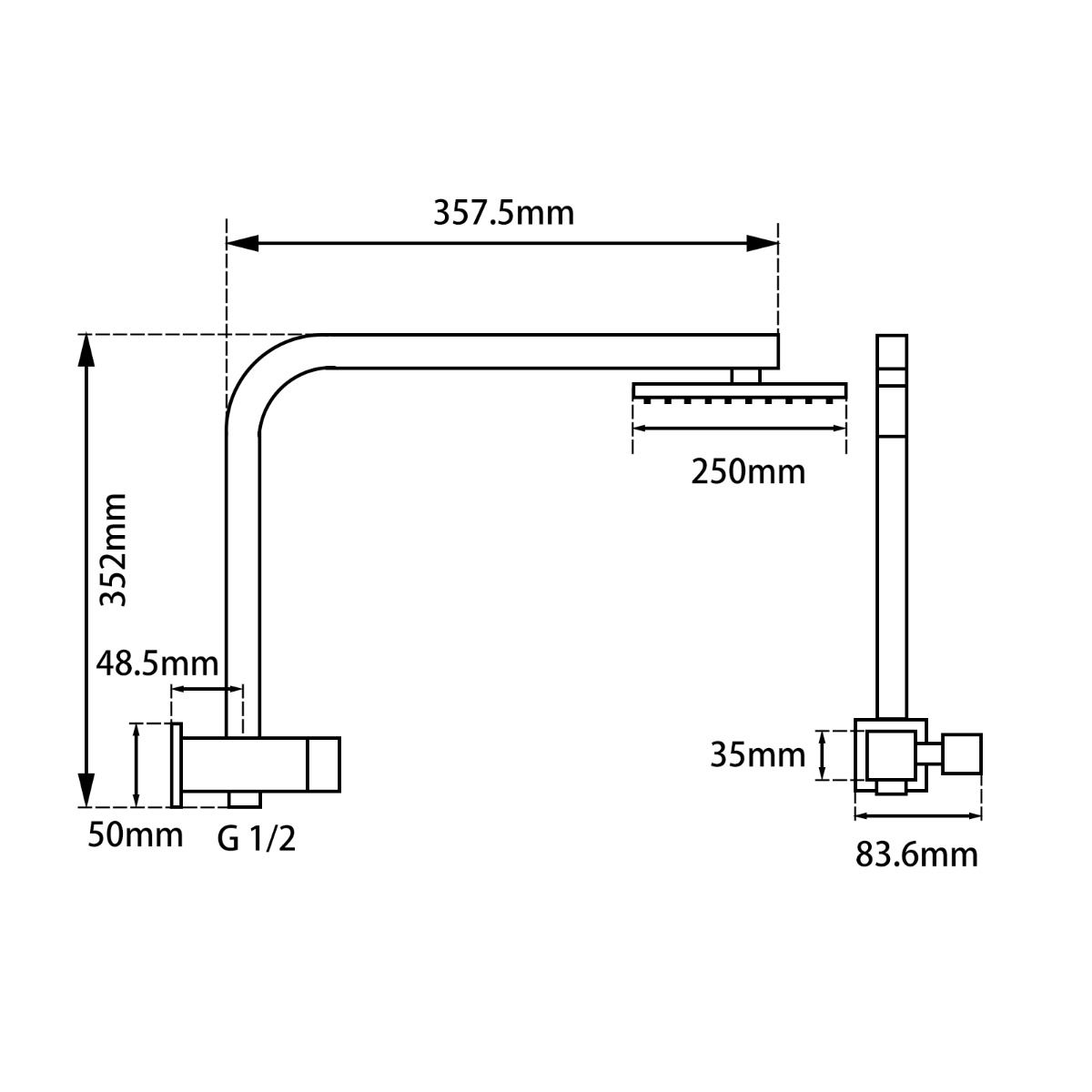 Square Matte Black Shower Station