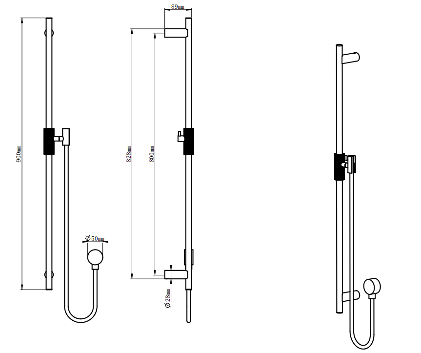 CADDENCE Series Brushed Nickel Shower Rail without Handheld Shower