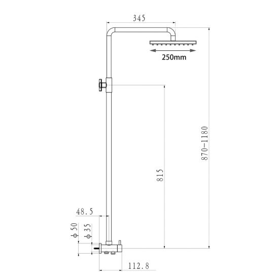 Round Matte Black Shower Station Top/Bottom Inlet