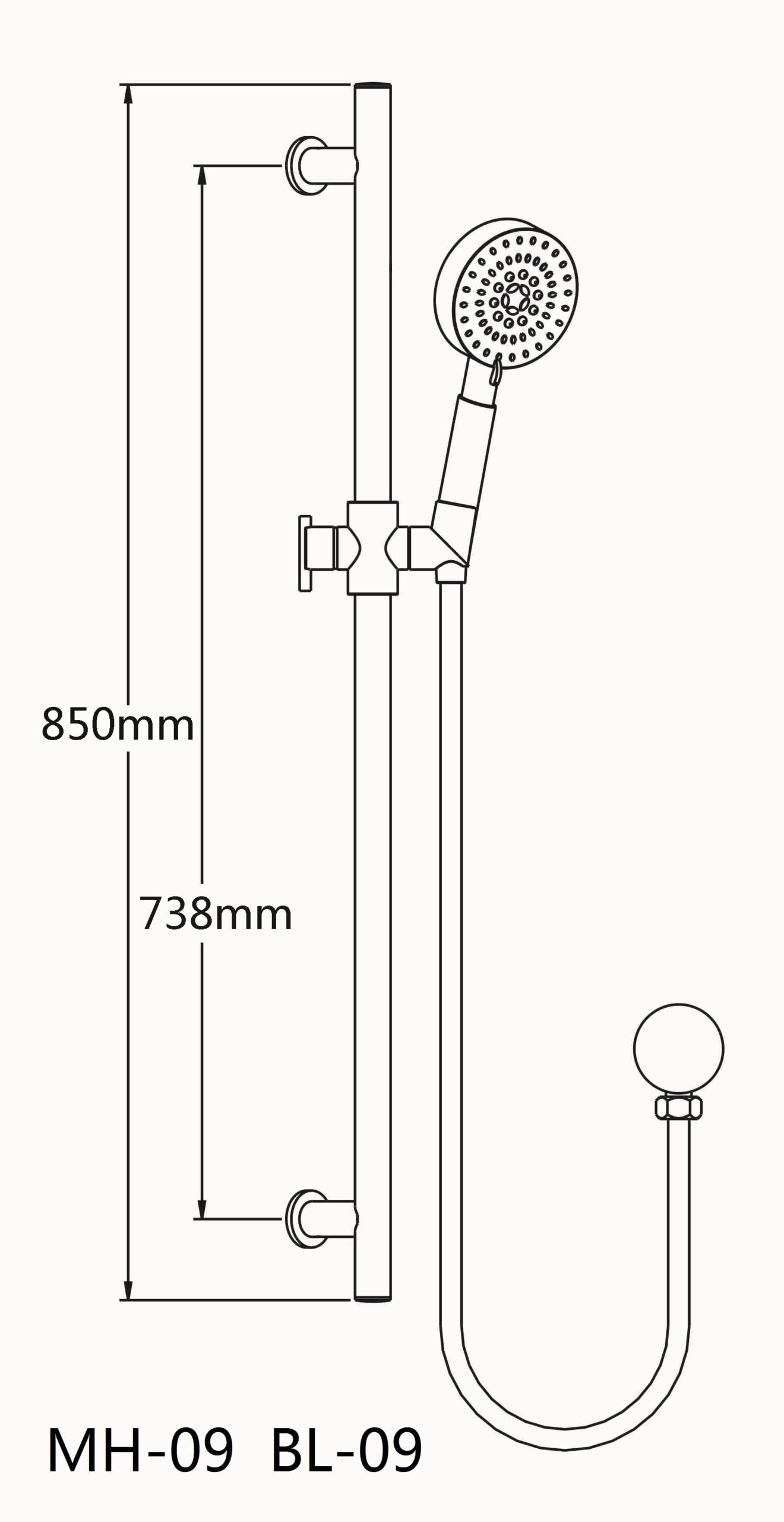 5 functions Hand Shower Rail- Chrome