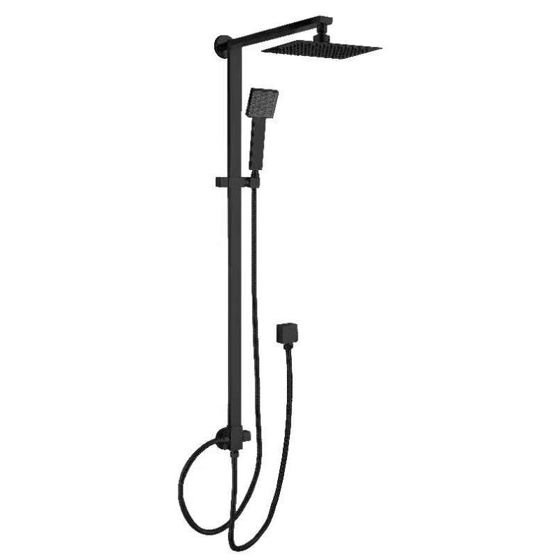 Square Shower Head & Shower Set on Rail- Matt Black