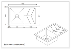 Black Sink-Drop In- 860*500*230mm