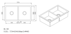 Black Double Bowl Kitchen Sink -Drop in & Under Mount