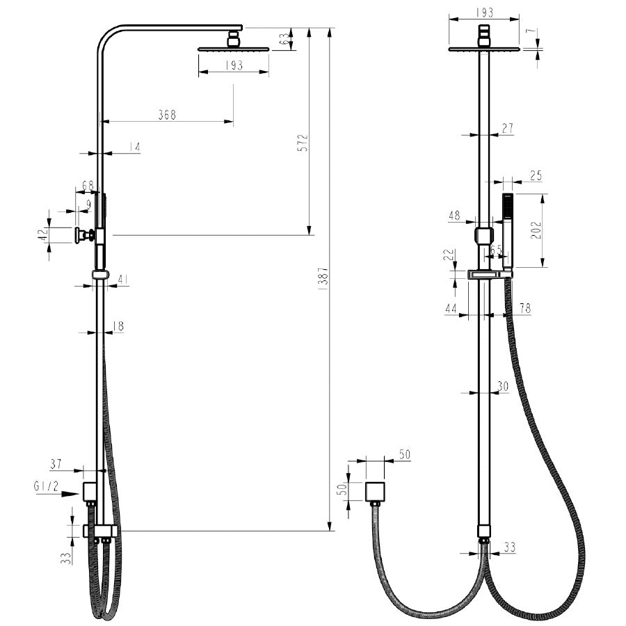 Square Shower Set in Chrome