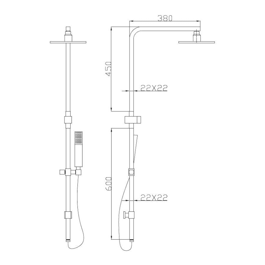 Brushed Nickle — Square Shower Set in Brushed Nickel