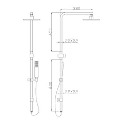 Brushed Nickle — Square Shower Set in Brushed Nickel