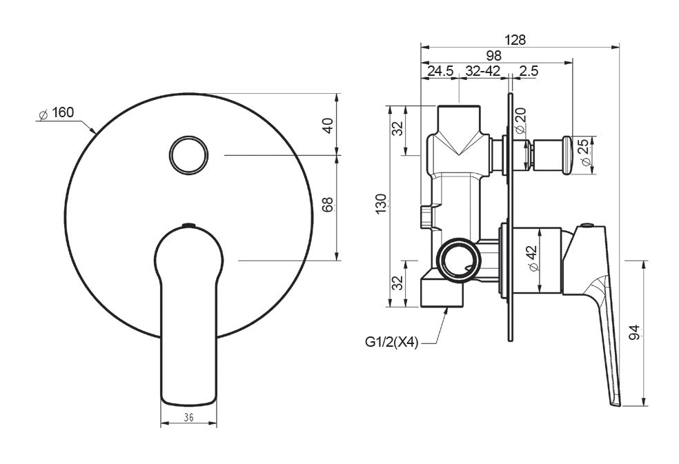 London Shower Mixer with Diverter