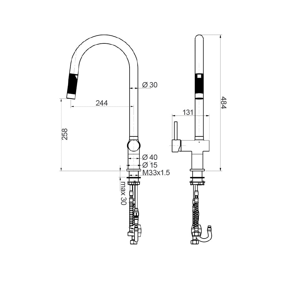 Pull Out Kitchen Mixer Black