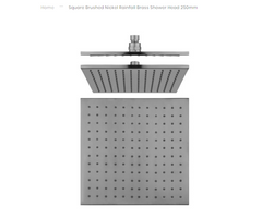 Square Brushed Nickel Brass Rainfall Shower Head 250mm