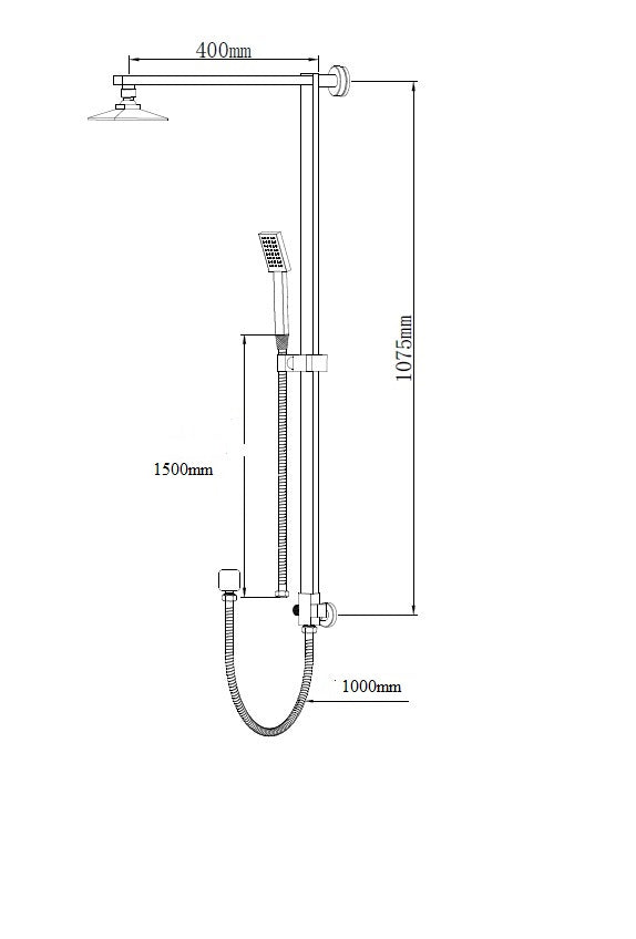 Square Shower Head & Shower Set on Rail- Matt Black