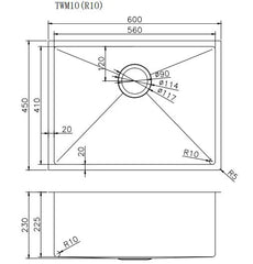 600x450x230mm Rose Gold PVD 1.2mm Handmade Top/Undermount Single Bowl Kitchen Sink 304 Stainless Steel