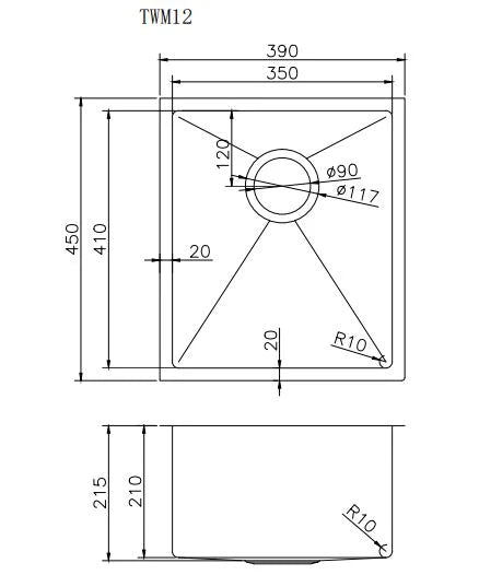 390x450x215mm Rose Gold PVD 1.2mm Handmade Top/Undermount Single Bowl Kitchen Sink