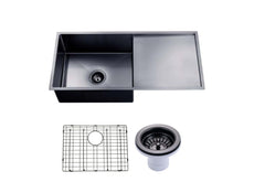 960*450*230mm Gun Metal Grey Hand-made Single Bowl Kitchen Sink(Round Edges)