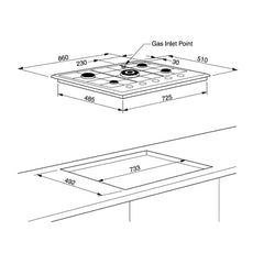 Stainless Steel Gas Cooktop 90CM SILVER