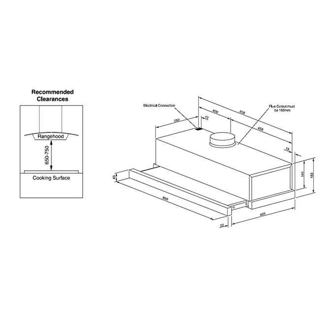 Slide-Out Rangehood 90CM