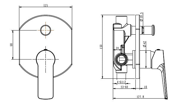 Shower Mixer With Diverter Black