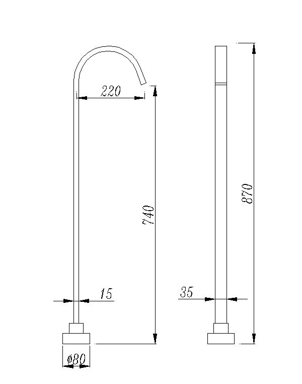 Square Burshed Nickel Stainless Steel Freestanding Bath Spout