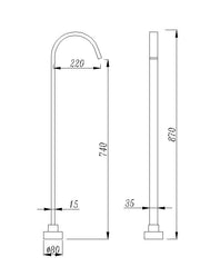 Square Burshed Nickel Stainless Steel Freestanding Bath Spout