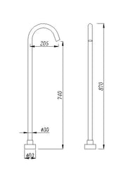 Pentro Round Brushed Nickel Stainless Steel Freestanding Bath Spout