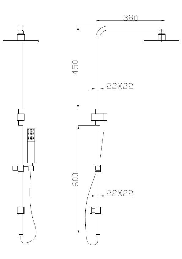 Square Shower Set in Chrome