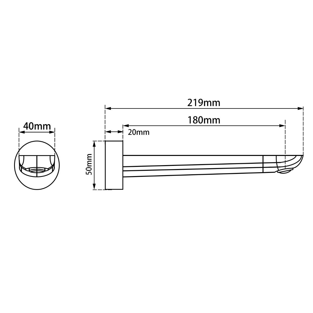 RUSHY Chrome Bathtub/Basin Wall Spout