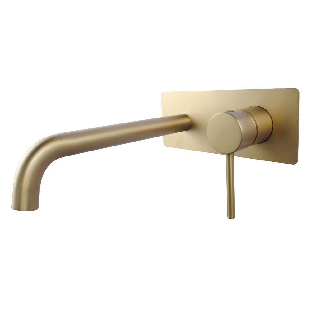 LUCID PIN Series Brushed Yellow Gold Wall Mixer With Round Spout