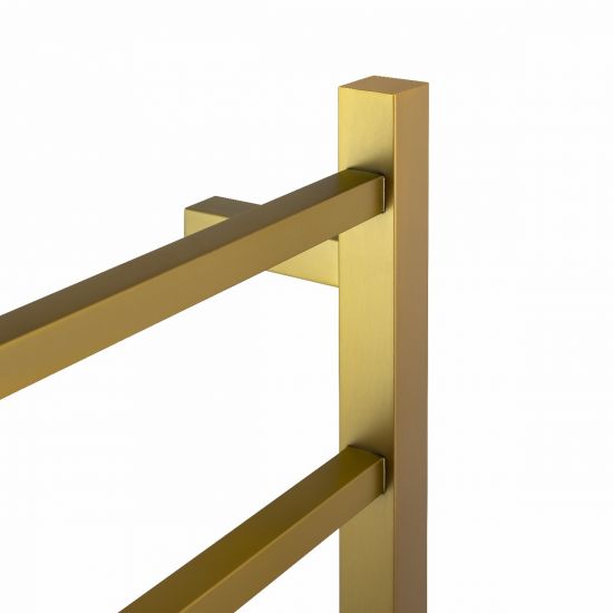 Brushed Yellow Gold Square Electric Heated Towel Rack 4 Bars