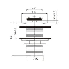 Brushed Nickel 32/40mm Solid Brass Basin Pop Up Waste with No Overflow