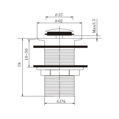 Brushed Nickel 32/40mm Solid Brass Basin Pop Up Waste with No Overflow