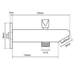 BLAZE Chrome Bathtub/Basin Wall Spout with Diverter