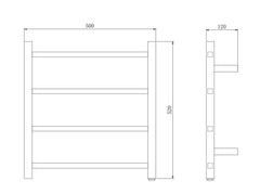 Square Chrome Electric Heated Towel Rack 4 Bars