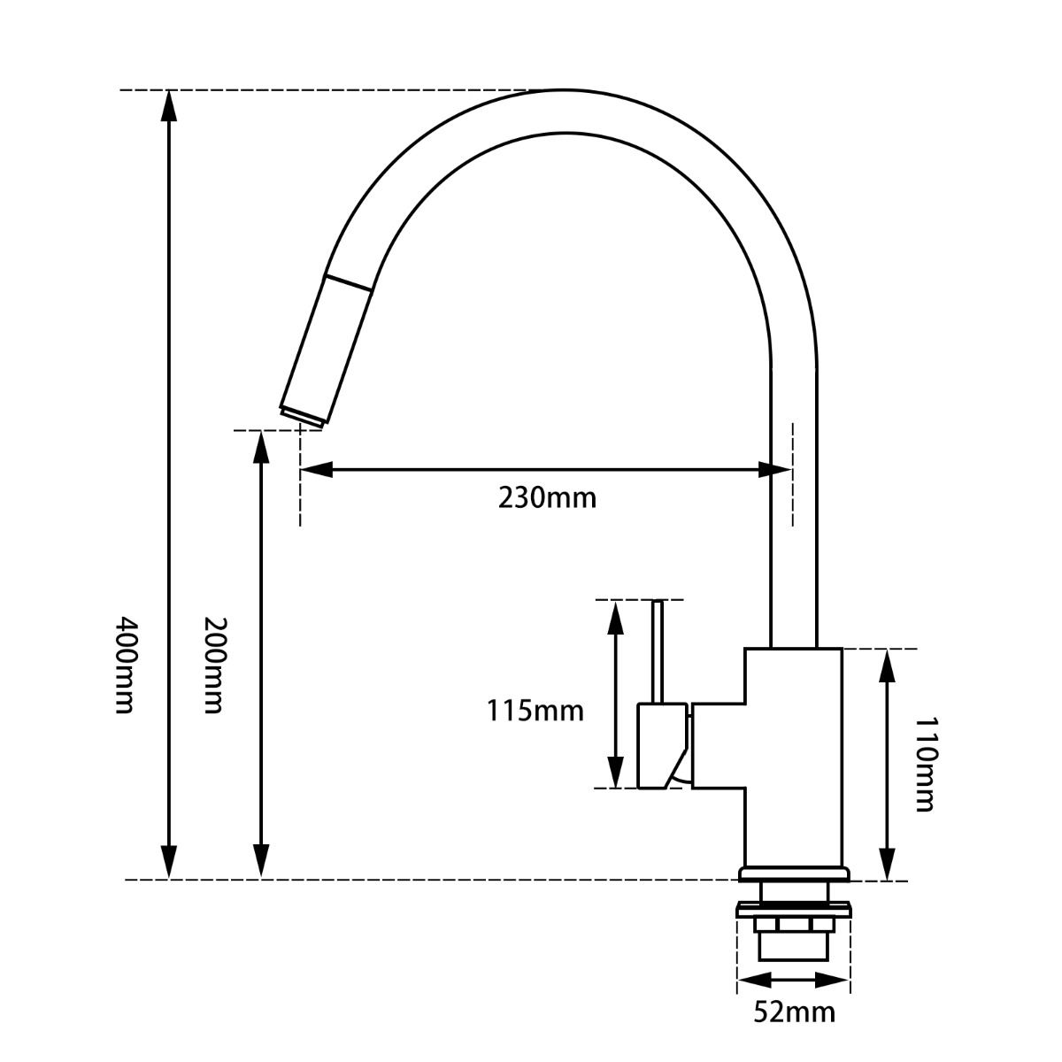 Round Chrome Pull Out Kitchen Sink Mixer Tap