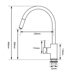 Round Black Pull Out Kitchen Sink Mixer Tap