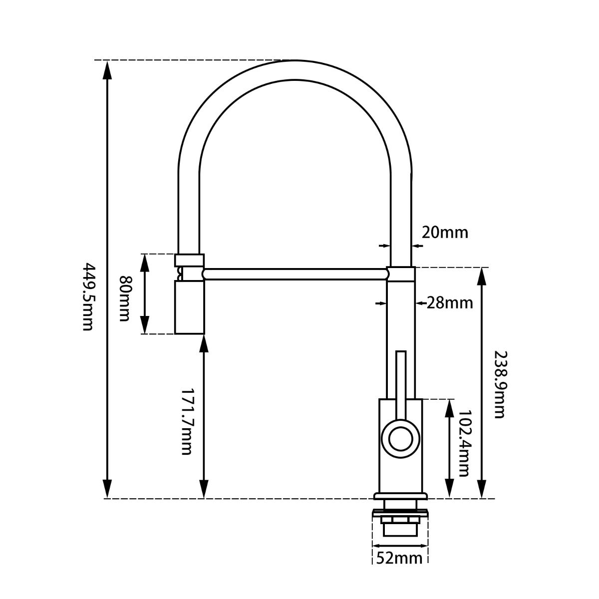 Round Chrome Kitchen Sink Mixer Tap