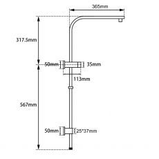 Chrome Square Shower Station without Shower Head and Handheld Shower