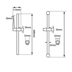 Round Chrome Hand held Shower Set With Rail