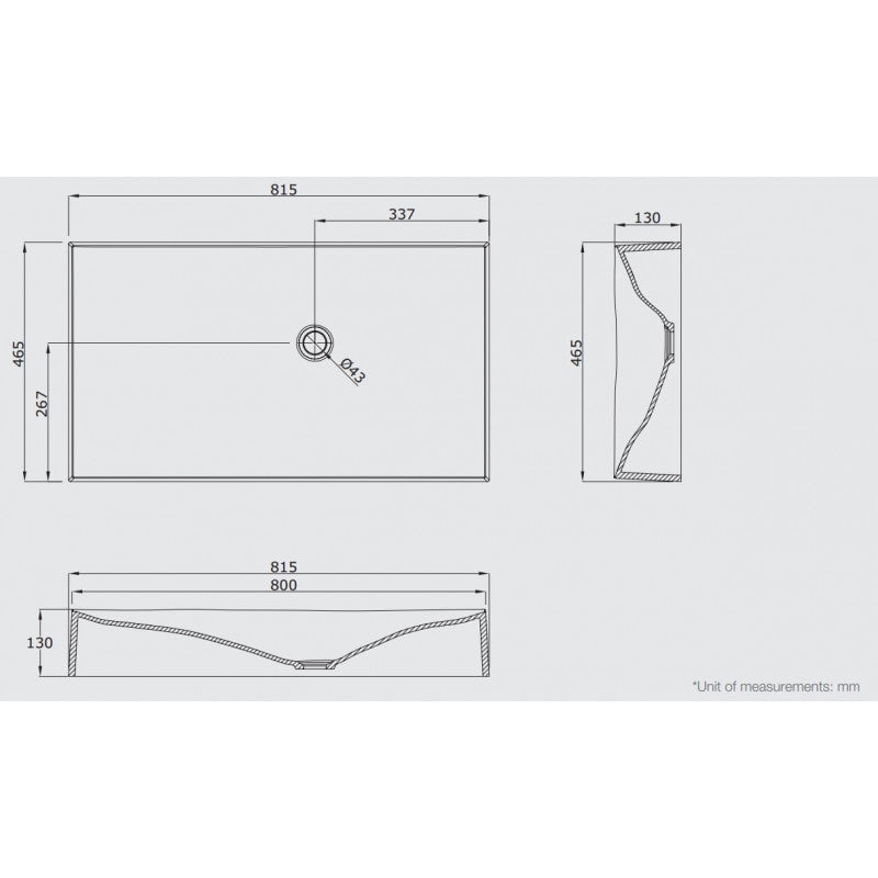 Sternhagen 815x465x130mm Dune Above Counter Basin White or Black Glossy Wash Basin Sani-Quartz Composite High-end