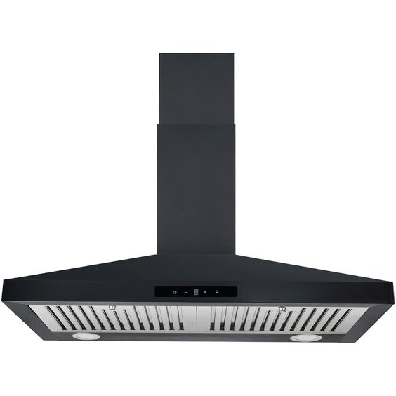 Pyramid Canopy Rangehood, Matte Black 90CM