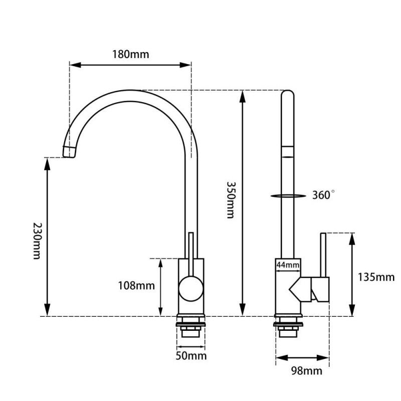 Round Brushed Nickel Kitchen Sink Mixer Tap