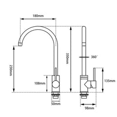 Round Matt Black Kitchen Sink Mixer Tap