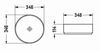 346x346x114mm Round Gloss White Ceramic Above Counter Wash Basin Ultra Slim