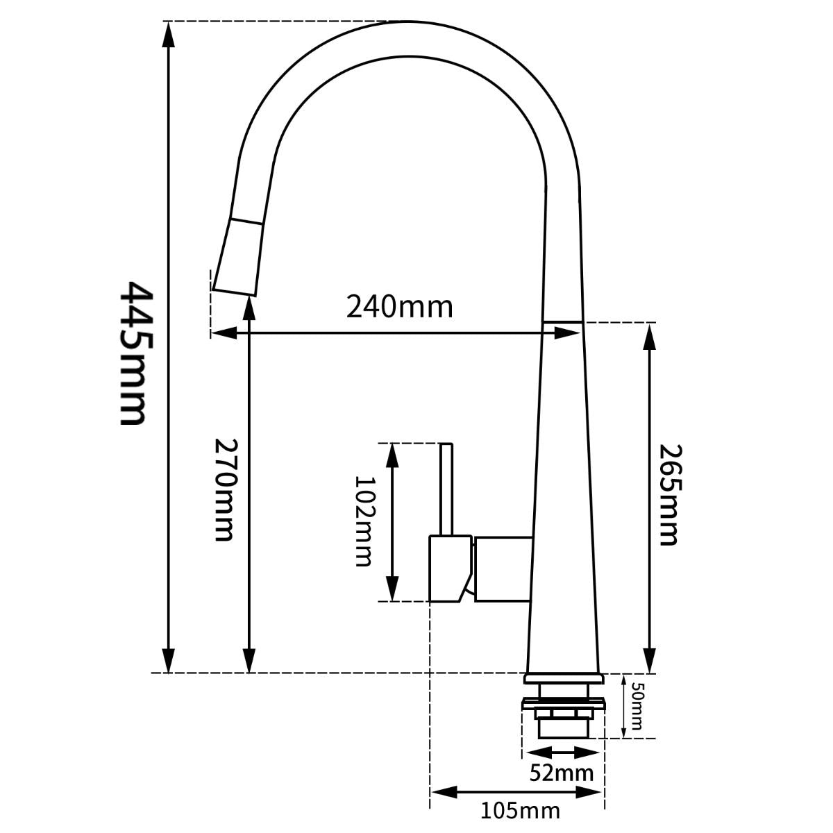 Round Chrome Pull Out Kitchen Sink Mixer Tap