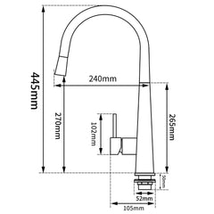 Round Black Pull Out Kitchen Sink Mixer Tap