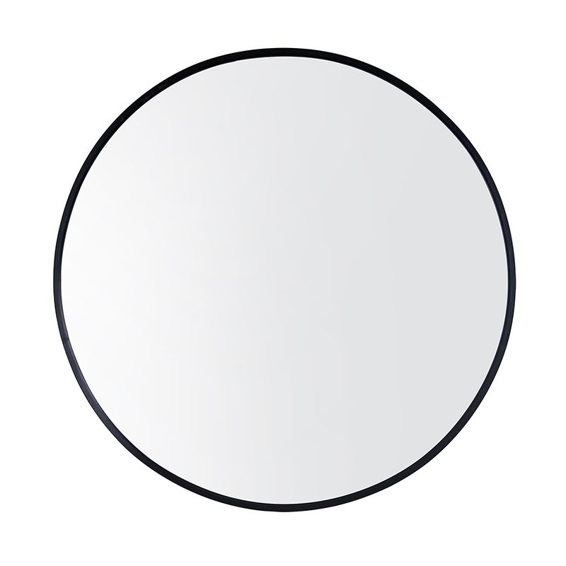 800*40mm Round Black Aluminium Wall Mirror